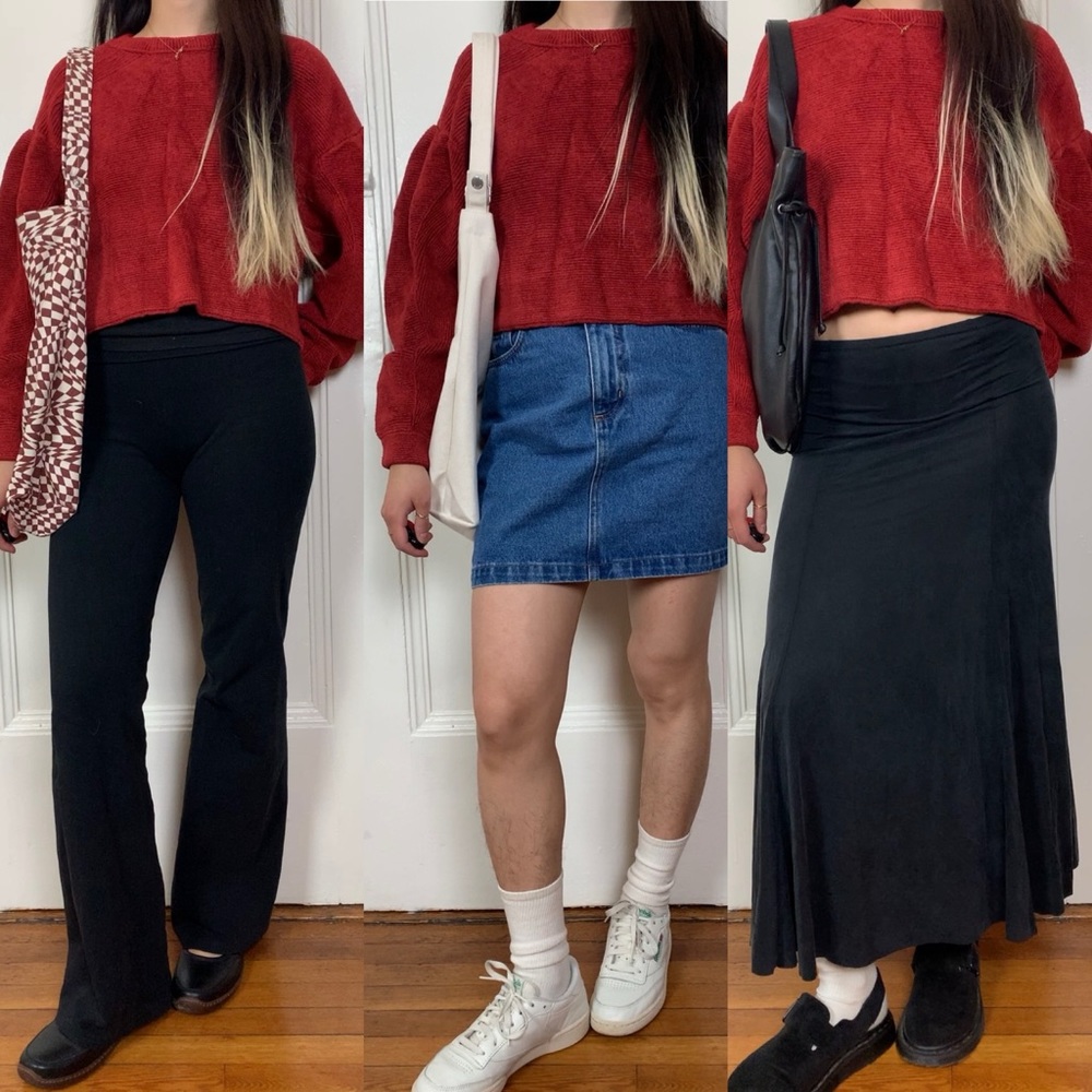 Free people drop shoulder puff sleeve cropped sweater
